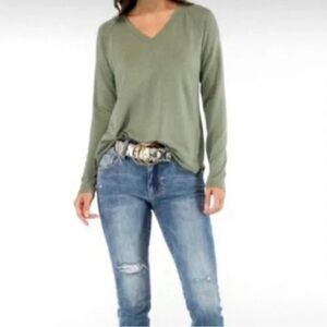 CAbi Recline Tee Womens Pullover Top Size M Olive Green French Terry